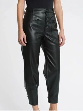 Pistola Tammy High Rise High-Waist Faux Leather Black Tapered Pants Size 28